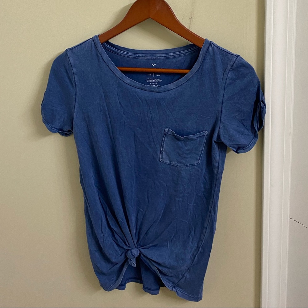 American Eagle Outfitters Blue Knotted Tee Women’s Size S